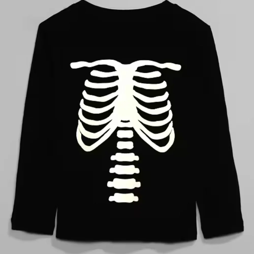 Gap Kids Skeleton Rib‎ Cage Graphic Long Sleeve T-Shirt Black Halloween 5 Years